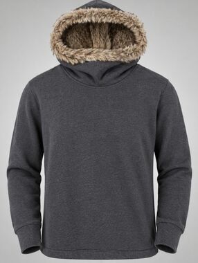 Aerie Dark Grey Women's Sweatshirt With Faux Fur Hood Size S Oversized